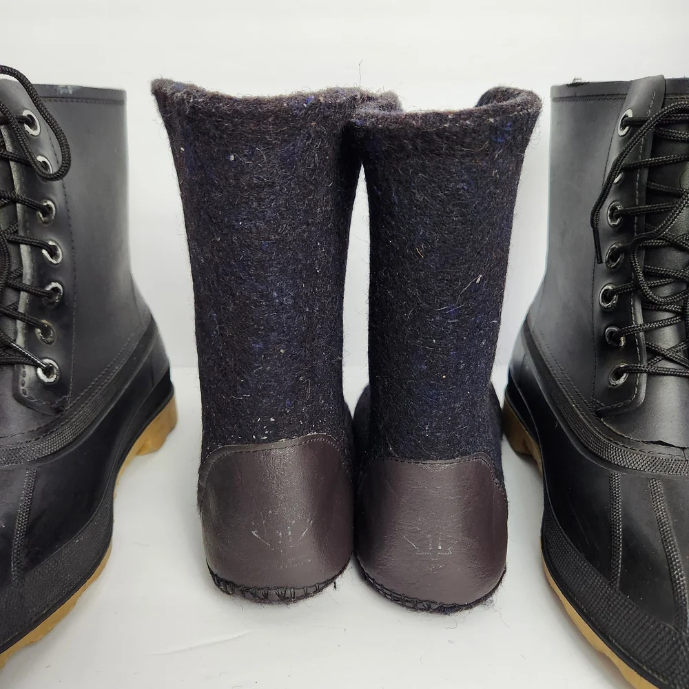 Bata Mens Size 11 Waterproof Rubber Duck Boots Felt Liners 9